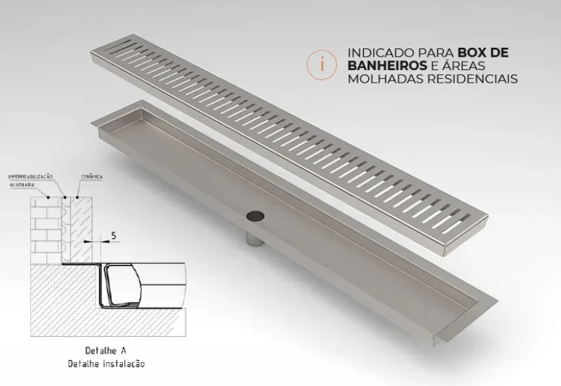 Ralo Inox Linear Grelha Saida para baixo 2 RIL001